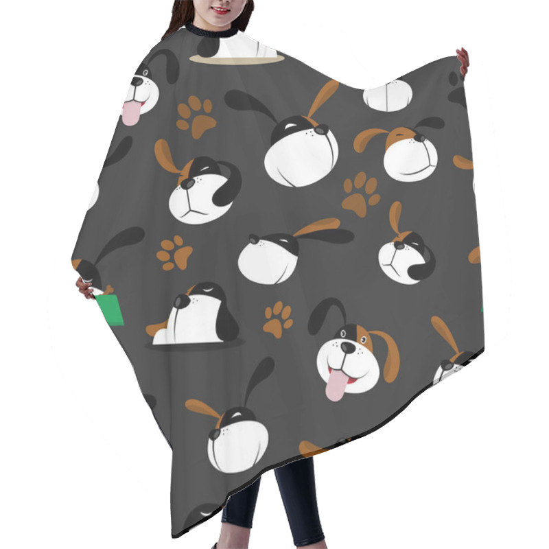 Personality  Vector Dog Pattern Black Hair Cutting Cape