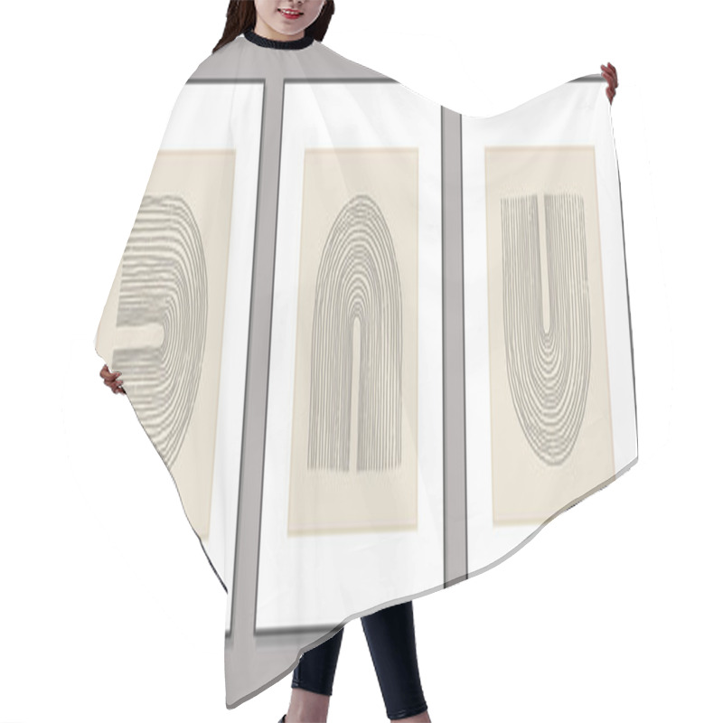 Personality  Trendy Set Of Abstract Creative Minimal Artistic Hand Sketched Compositions Hair Cutting Cape