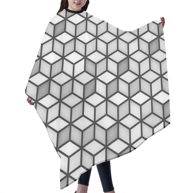 Personality  Vector Seamless Cube Shape Rhombus Grid Geometric Pattern Hair Cutting Cape