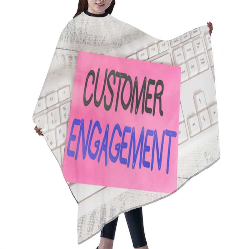 Personality  Word Writing Text Customer Engagement. Business Concept For Communication Connection Between A Consumer And A Brand White Keyboard Office Supplies Empty Rectangle Shaped Paper Reminder Wood. Hair Cutting Cape