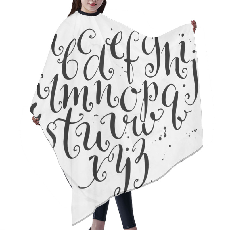 Personality  Vector Curly Alphabet. Hair Cutting Cape