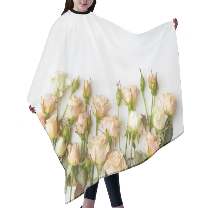 Personality  Beautiful White Roses Hair Cutting Cape