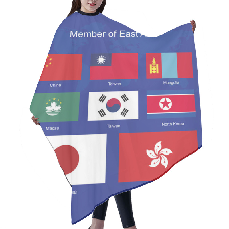 Personality  East Asia Flags, Flags Vector, Flags Icons Hair Cutting Cape