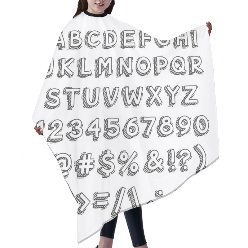 Personality  Hand Drawn 3D Letters And Numbers Hair Cutting Cape