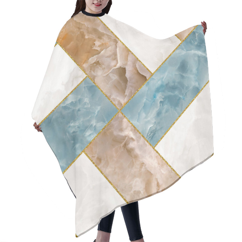 Personality  Marble Background With Parquet Flooring In Blue And Beige Tones Hair Cutting Cape