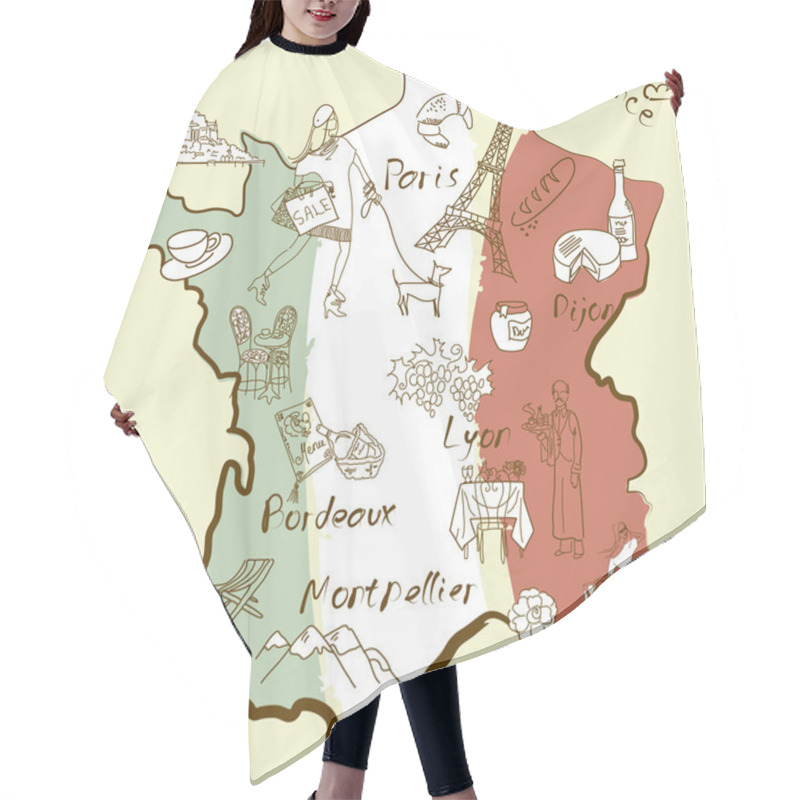 Personality  Stylized Map Of France Hair Cutting Cape