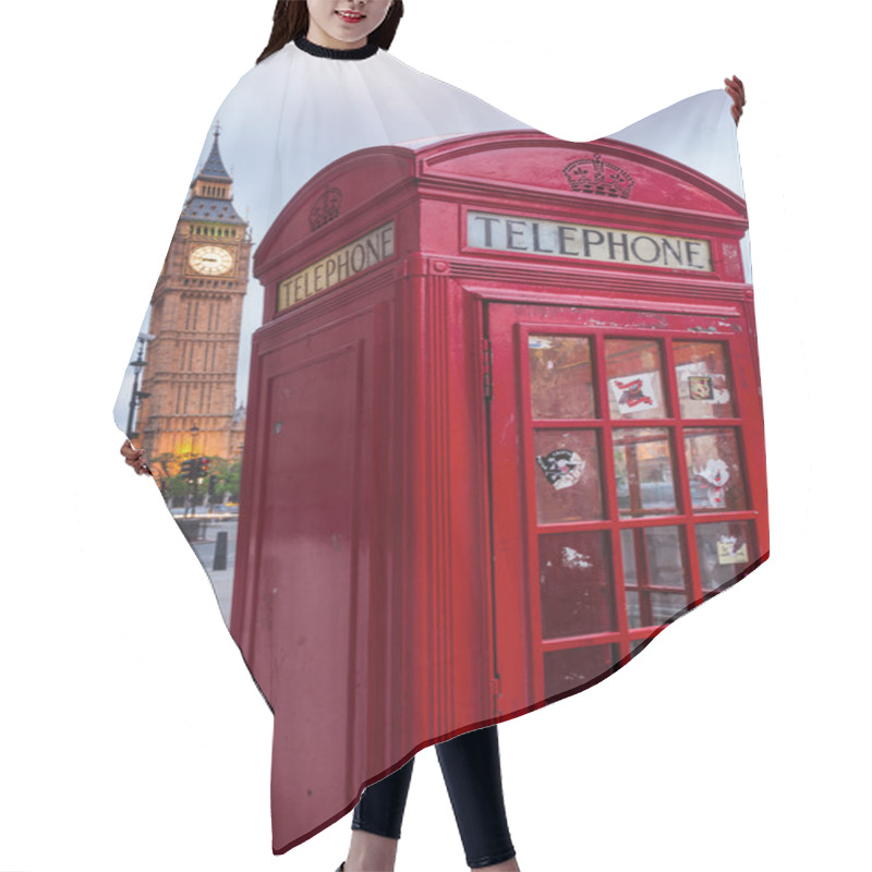 Personality  Typical Red Phone Box In London With The Big Ben In The Background Hair Cutting Cape