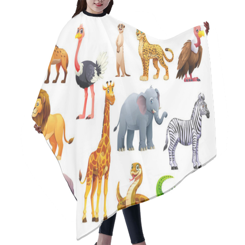 Personality  African Animals Set. Vector Cartoon Illustration Hair Cutting Cape