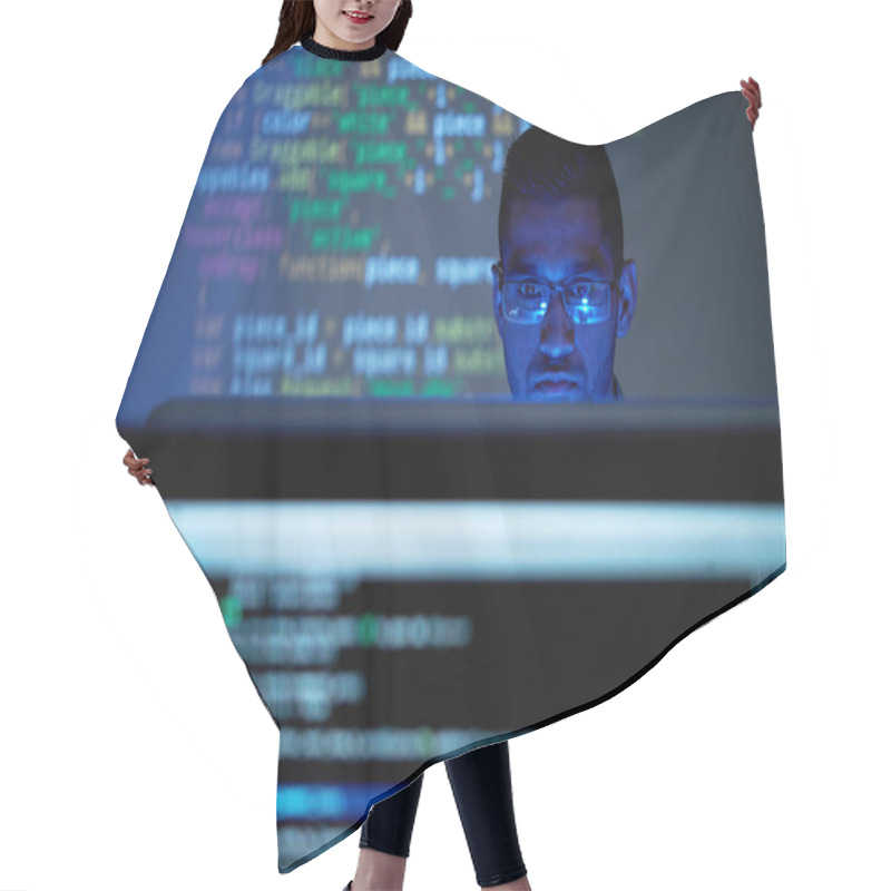 Personality  Face Of Programmer Working In Office Of It Company Hair Cutting Cape