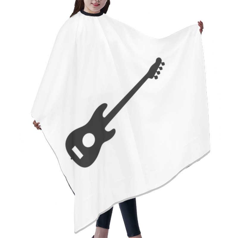 Personality  Electric Guitar Solid Flat Vector Icon Isolated On White Background. Hair Cutting Cape