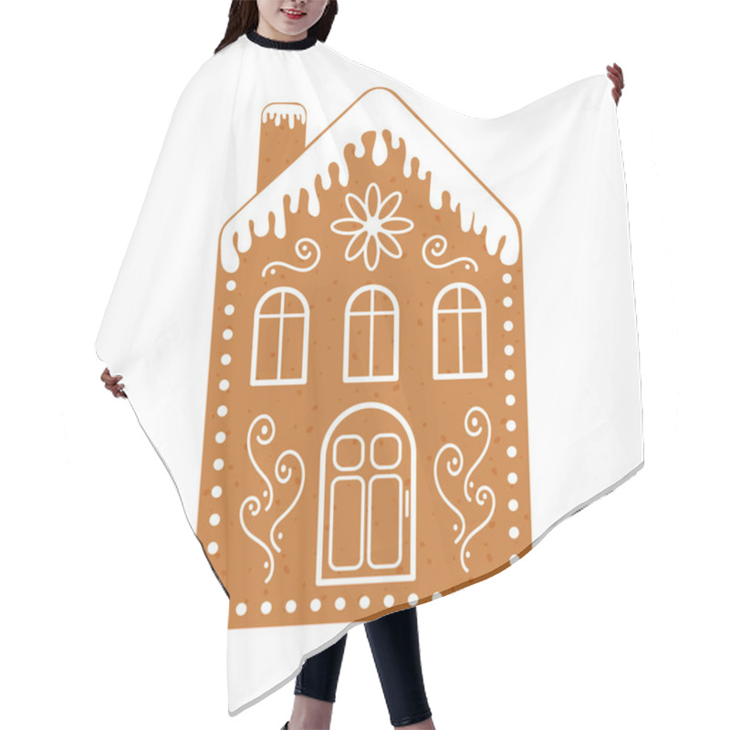 Personality  Gingerbread House, Christmas Cookie, Isolated On White Background. Vector Flat Illustration Hair Cutting Cape