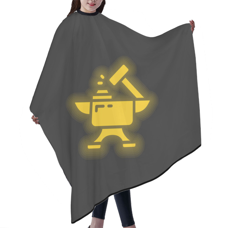 Personality  Blacksmith Yellow Glowing Neon Icon Hair Cutting Cape