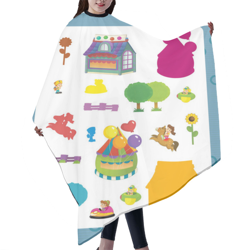 Personality  Cartoon Frame With Children Doing Different Activities Hair Cutting Cape