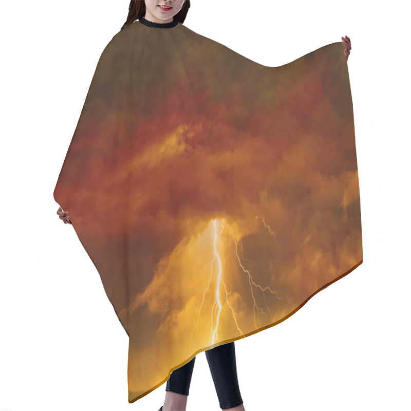 Personality  Dark Red Sky With Lightning Hair Cutting Cape