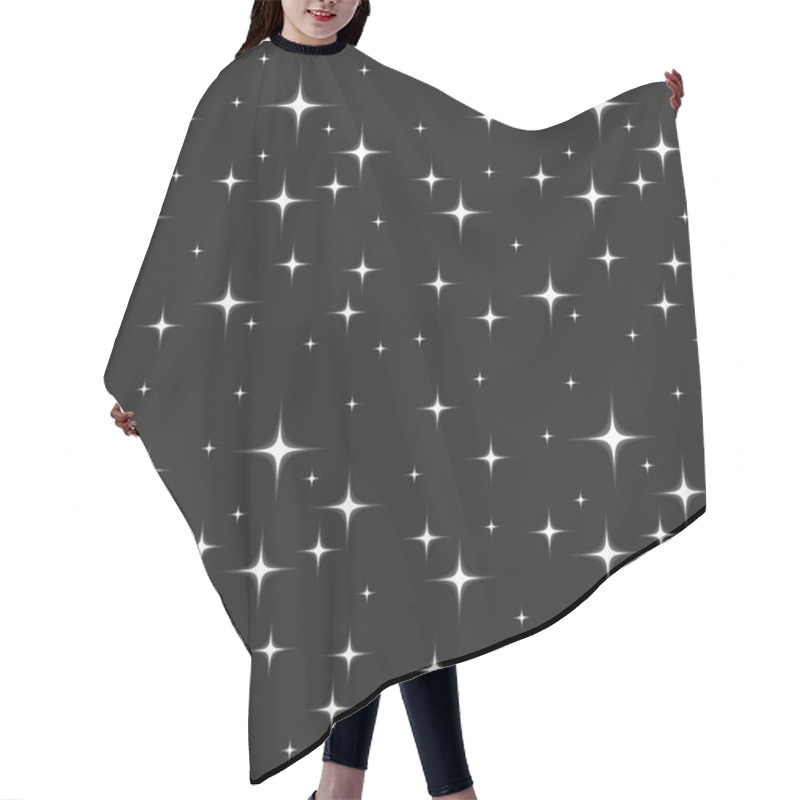 Personality  Glowing White Stars Seamless Pattern On Black Background Hair Cutting Cape