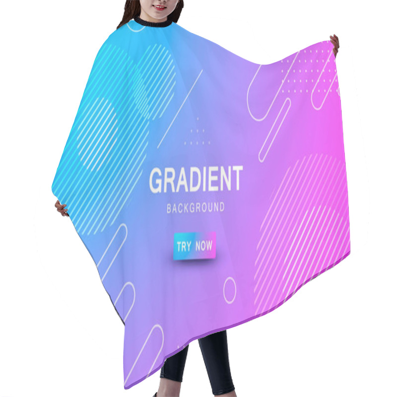 Personality  Blue And Pink Gradient Geometric Shape Background Hair Cutting Cape