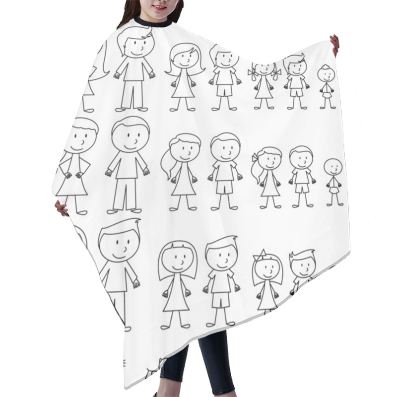 Personality  Large Set Of Stick Figure And Pets Hair Cutting Cape