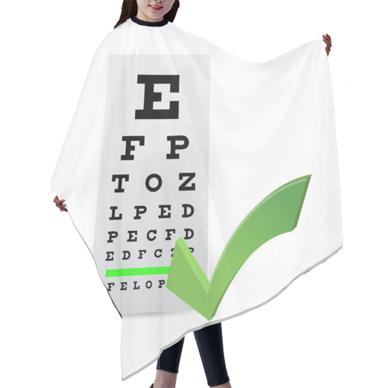 Personality  Medical Eye Chart With A Checkmark. Good Vision Hair Cutting Cape