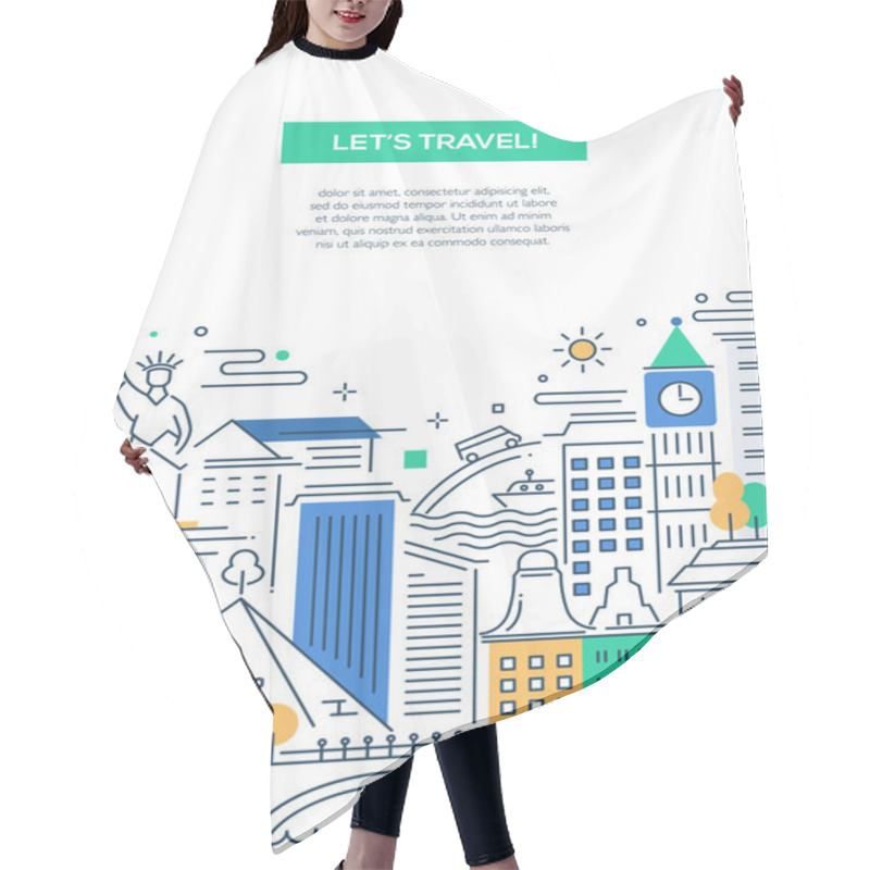 Personality  Travel Composition - Line Flat Design Banner Hair Cutting Cape