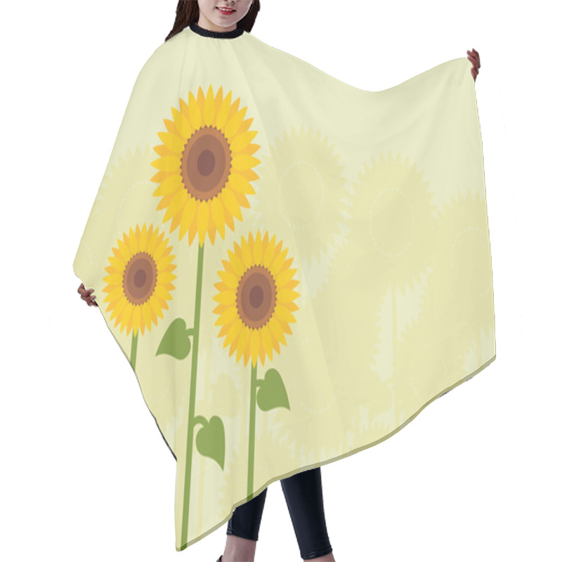 Personality  Yellow Sunflowers Landscape Background Illustration Hair Cutting Cape