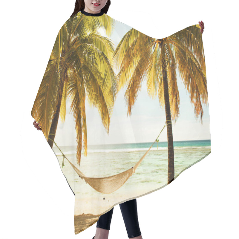 Personality  Hammock Between Two Palm Trees On The Beach During Sunset, Cross Hair Cutting Cape