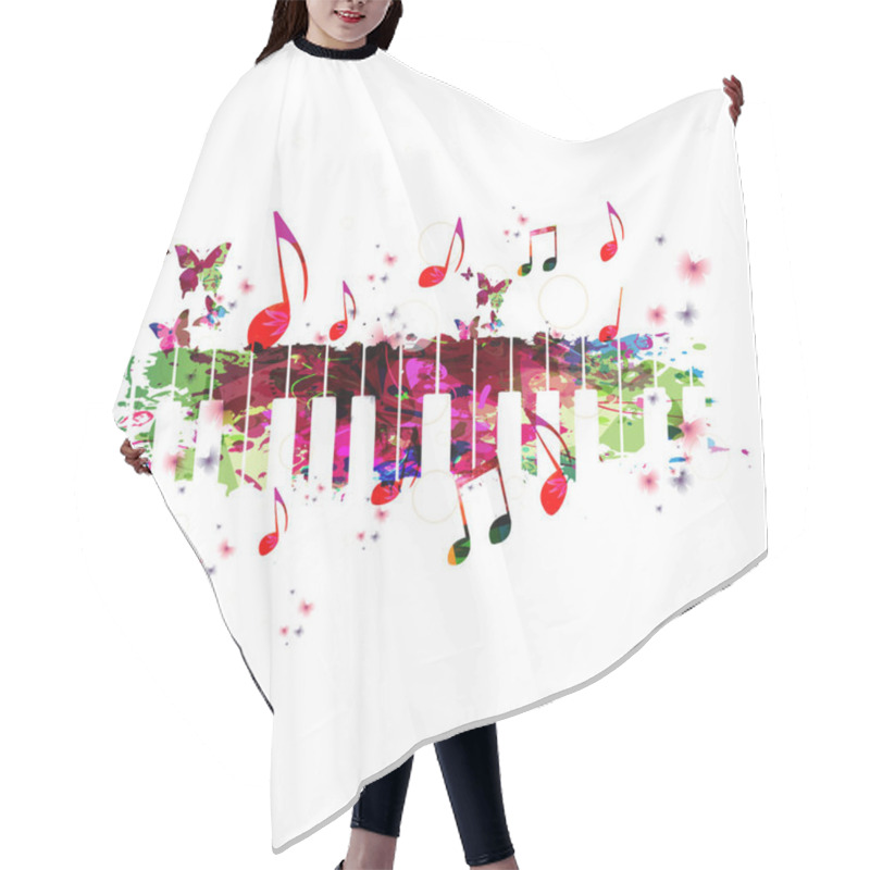 Personality   Piano Keyboard With Music Notes Hair Cutting Cape