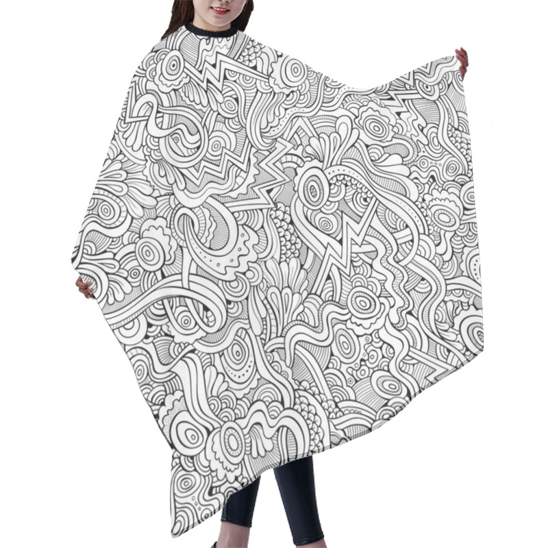 Personality  Abstract Vector Decorative Ethnic Hand Drawn Seamless Pattern Hair Cutting Cape