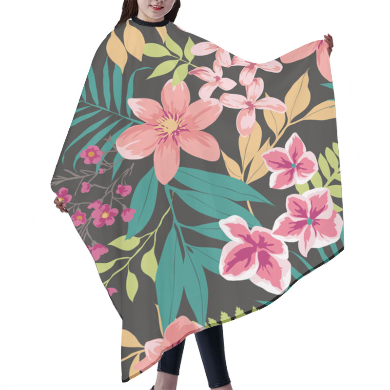 Personality  Seamless Tropical Flower ,plant Vector Pattern Background Hair Cutting Cape