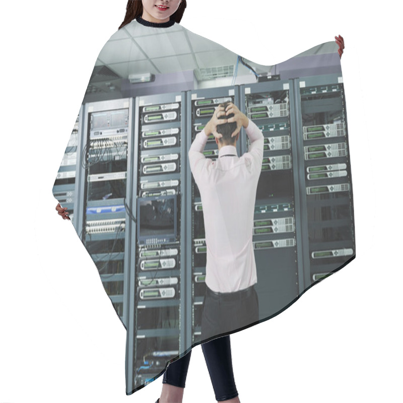 Personality  System Fail Situation In Network Server Room Hair Cutting Cape