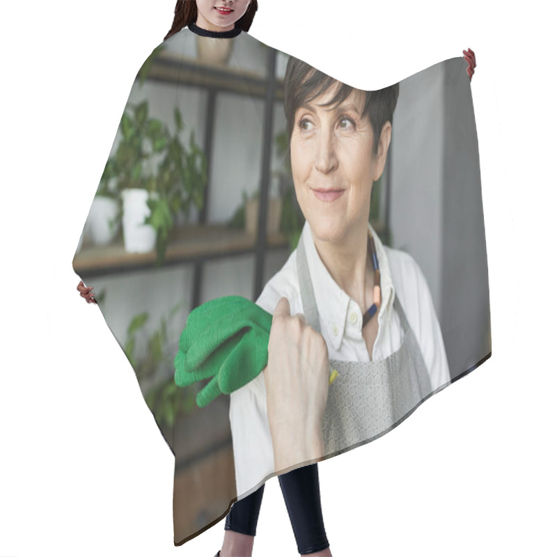 Personality  Woman With Gloves Lovingly Attends To Her Plants In A Bright, Inviting Studio. Hair Cutting Cape