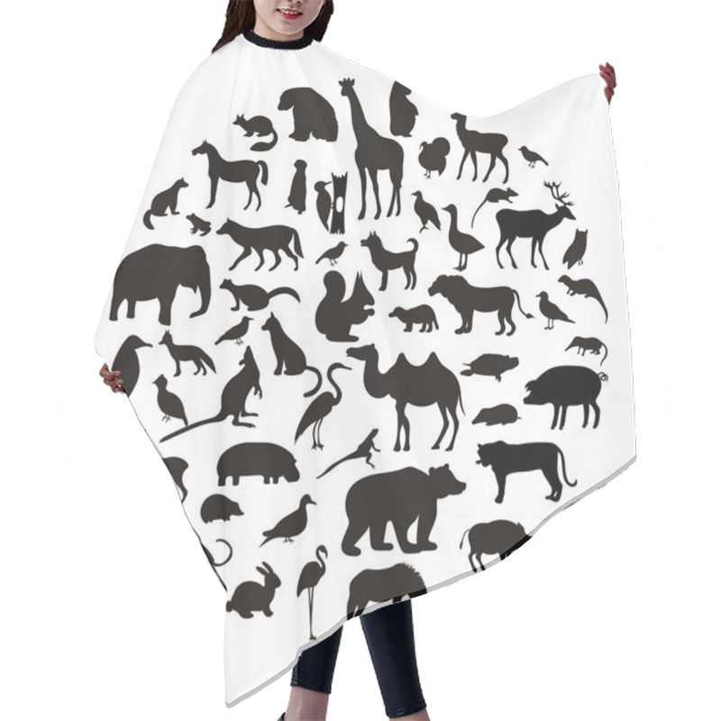 Personality  Animals Silhouettes With Name Hair Cutting Cape