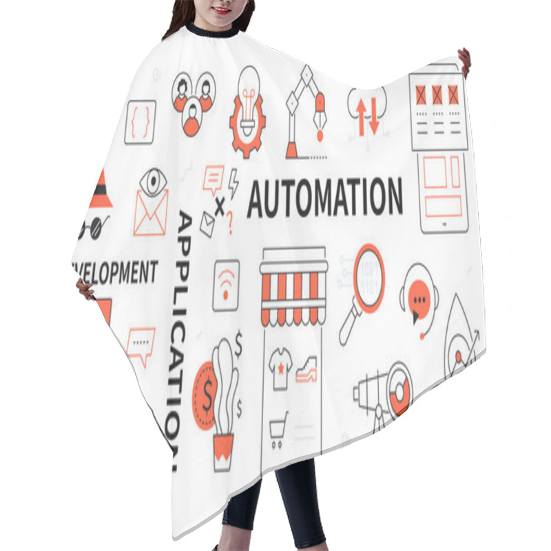 Personality  Development, Application, Automation - Line Design Style Icons Hair Cutting Cape