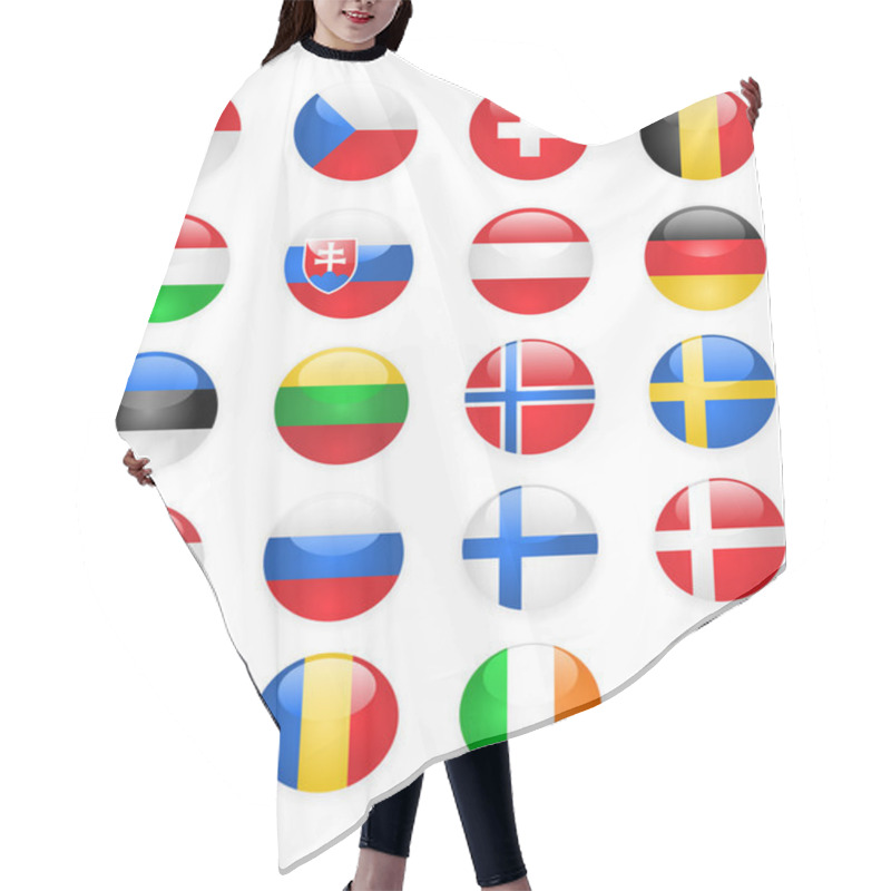 Personality  Europe Flags Buttons, Part Two Hair Cutting Cape