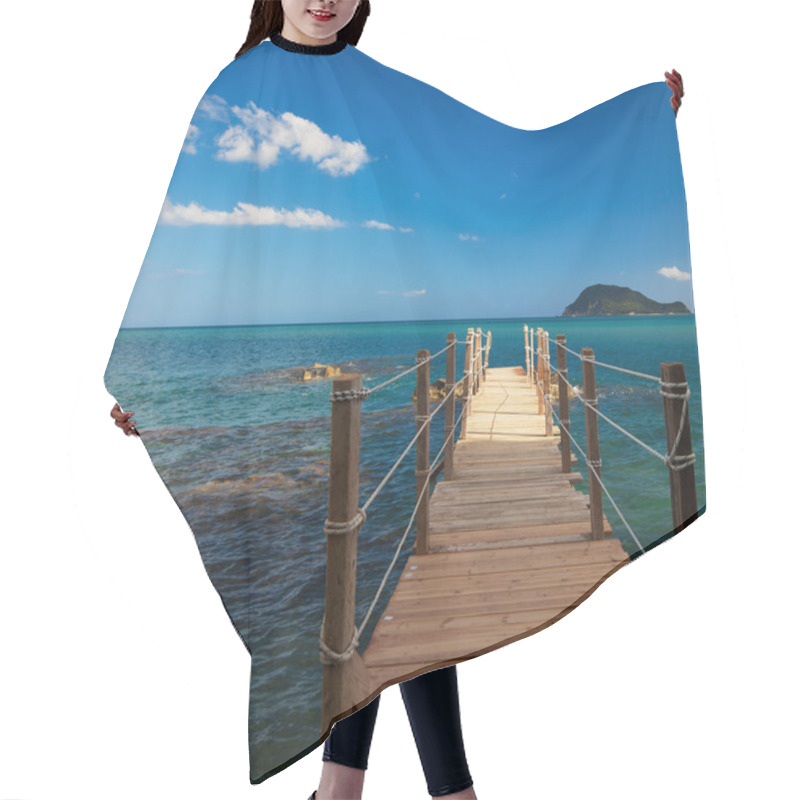 Personality  Wooden Bridge - Sea, Summer. Hair Cutting Cape