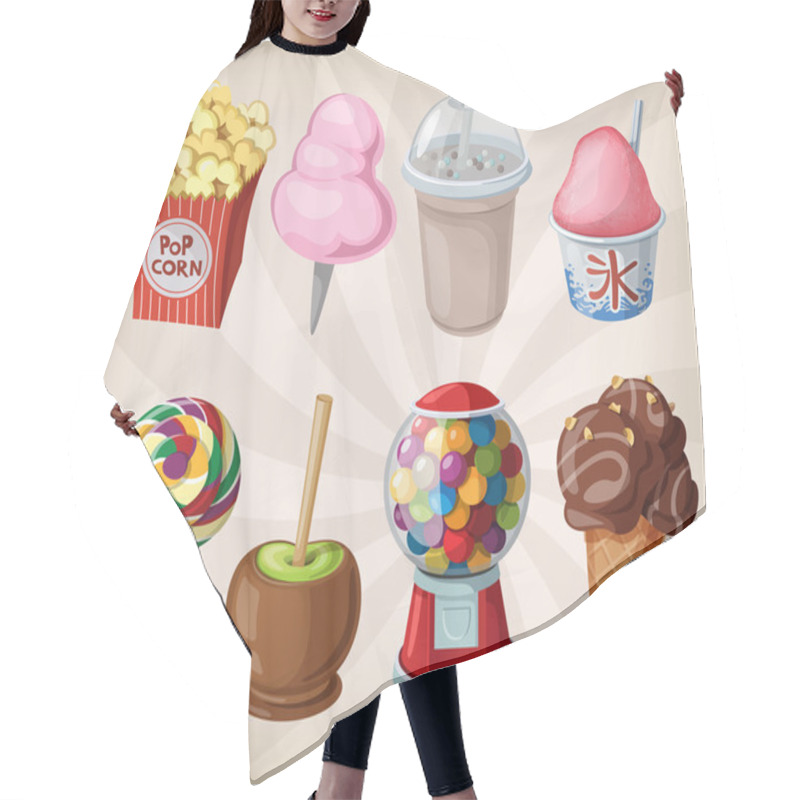 Personality  A Collection Of Fair Drinks And Sweets. Hair Cutting Cape