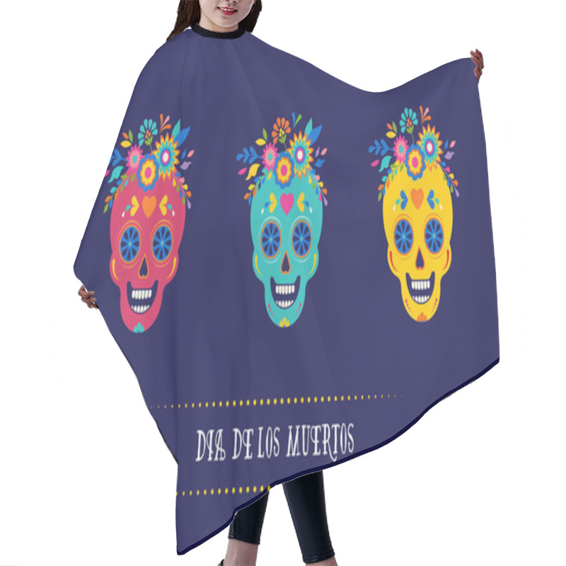 Personality  Day Of The Dead, Dia De Los Muertos Background, Banner And Greeting Card Concept With Sugar Skull. Colorful Vector Illustration Hair Cutting Cape