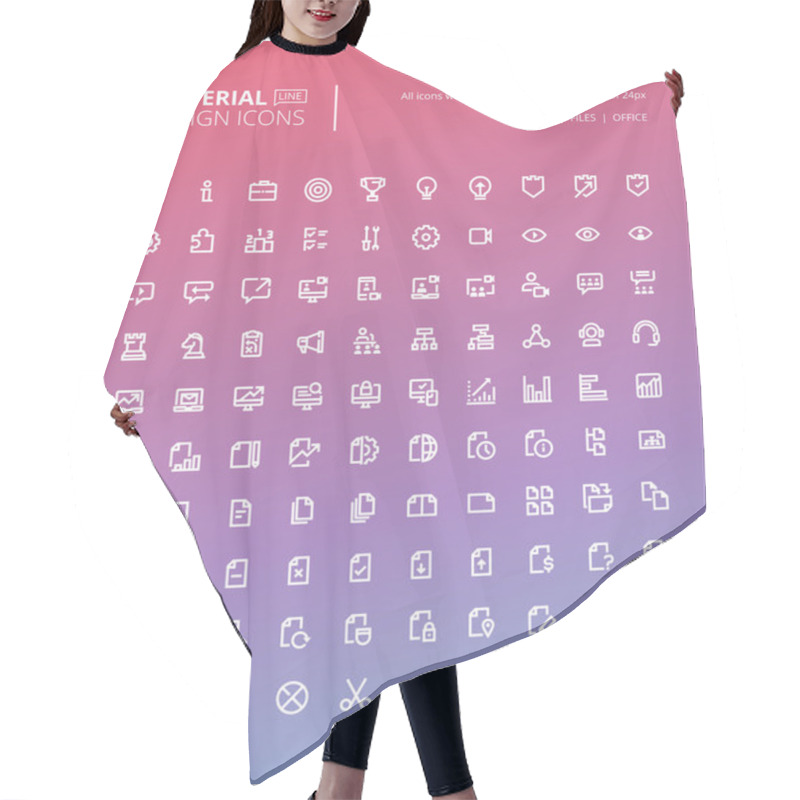 Personality  Set Of Material Design Line Icons Hair Cutting Cape