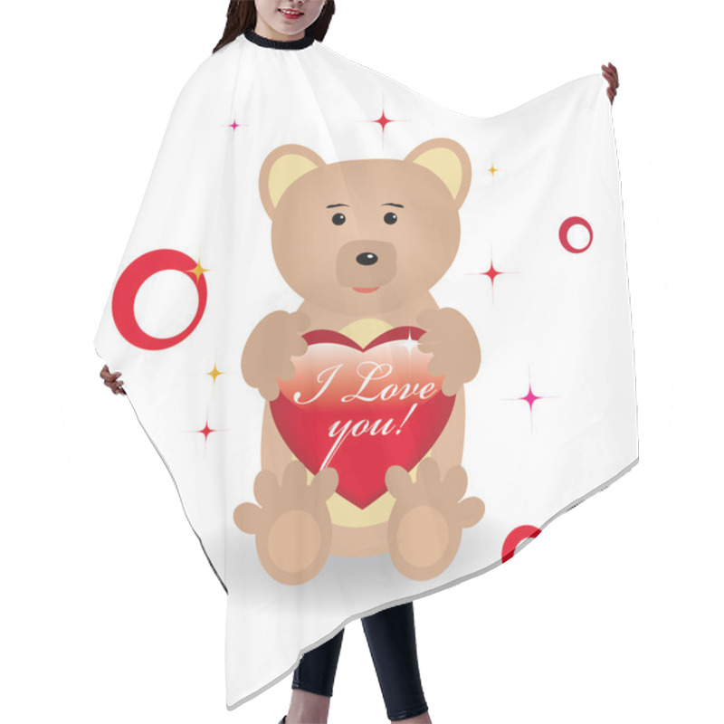 Personality  Bear With Heart For St.Valentine Day Hair Cutting Cape