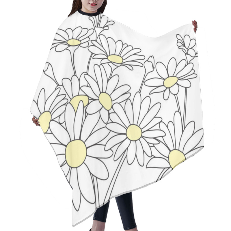 Personality  Outlined Bouquet Of Daisies Hair Cutting Cape