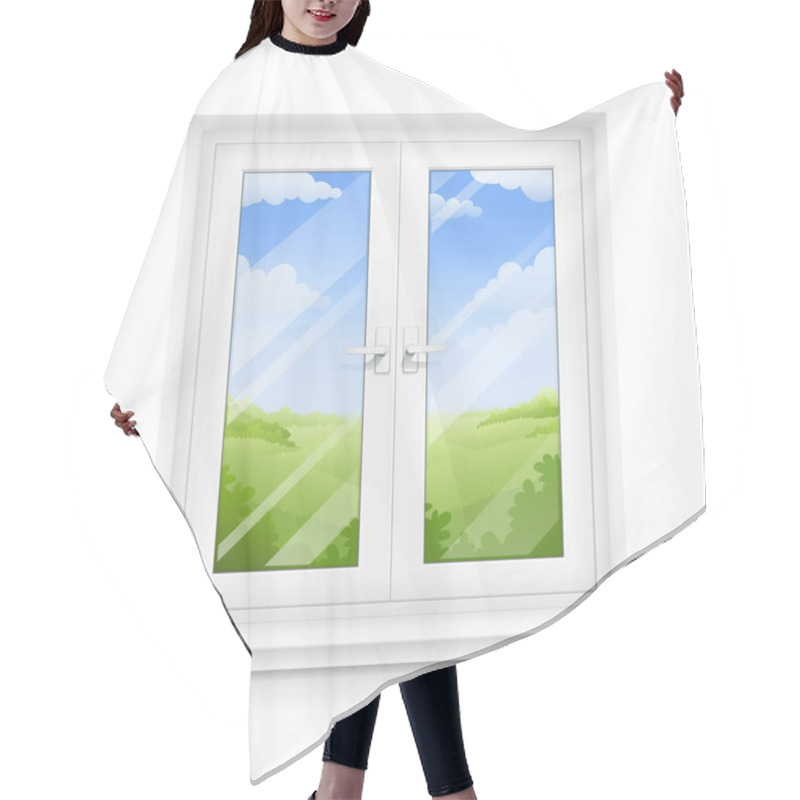 Personality  White Classic Plastic Window With Windowsill Hair Cutting Cape