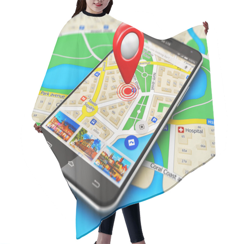 Personality  GPS Navigation Concept Hair Cutting Cape