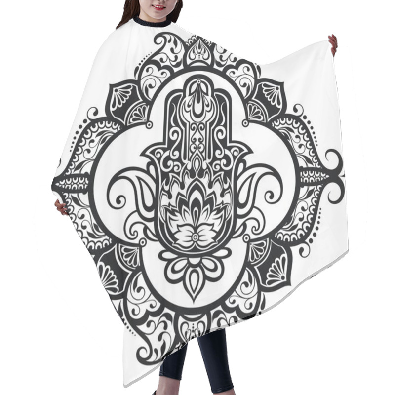 Personality  Vector Indian Hand Drawn Hamsa Hair Cutting Cape