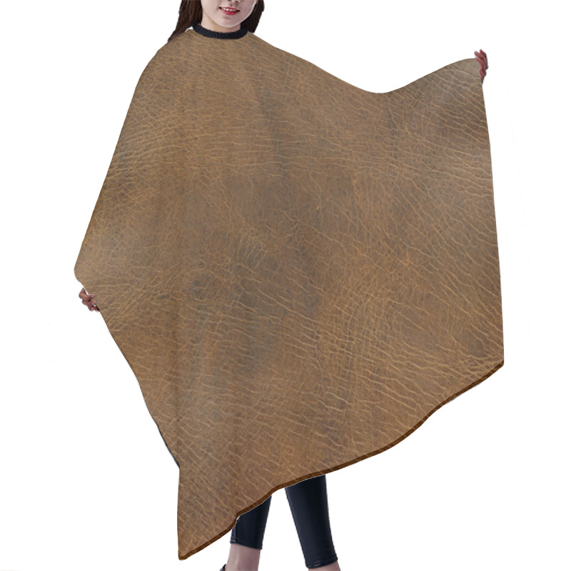 Personality  Distressed Brown Leather Texture Hair Cutting Cape