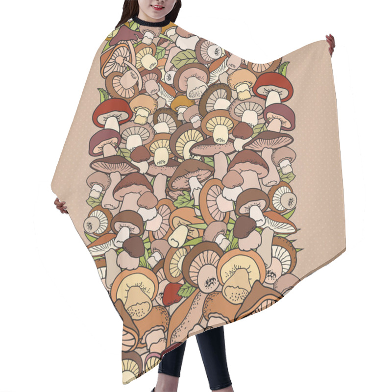 Personality  Mushrooms Nature Cartoon Vector Hand Drawn Border Hair Cutting Cape