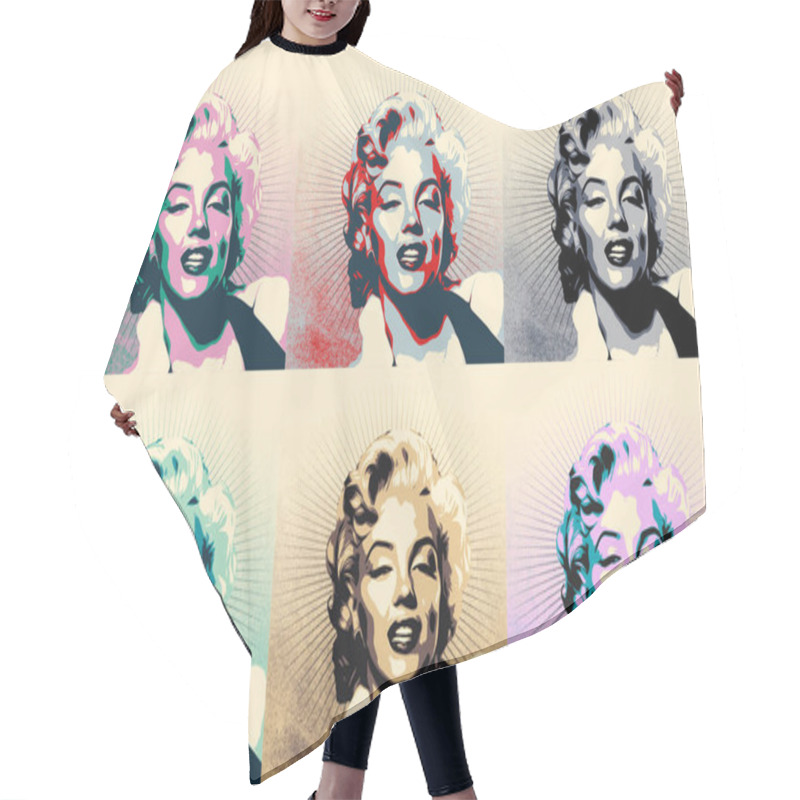 Personality  Digital Portrait Of A Multiple Of Marylin Monroe With Stencil Or Silkscreen Printing  Hair Cutting Cape