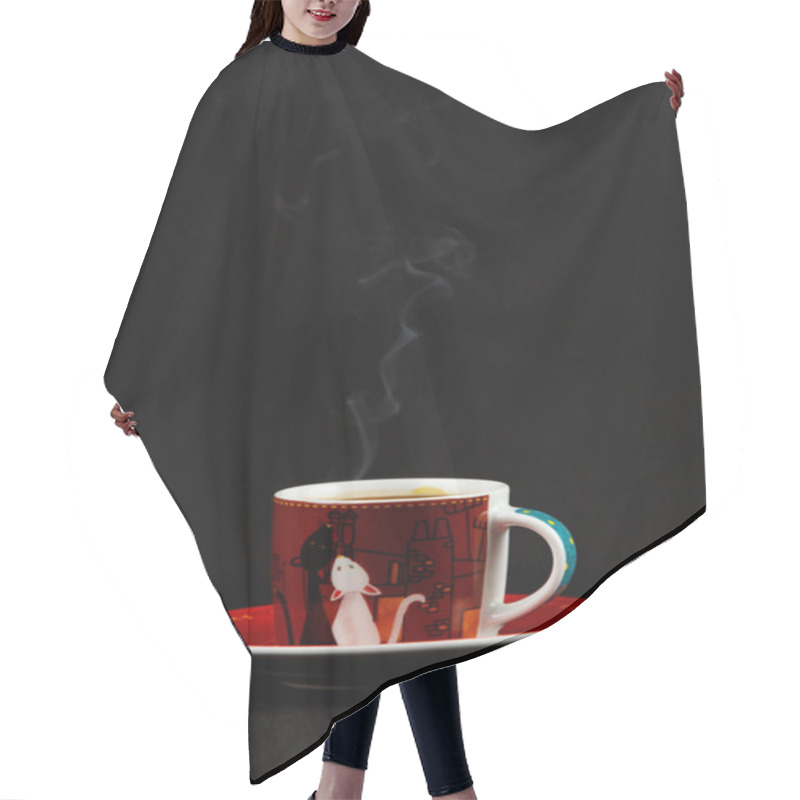 Personality  Сoffe Cup With Steam Hair Cutting Cape