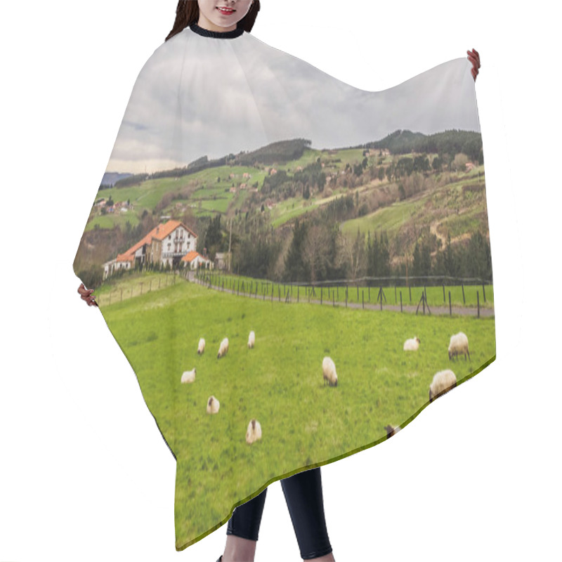 Personality  Farm House Of The Basque Country With A Flock Of Sheep On A Clou Hair Cutting Cape