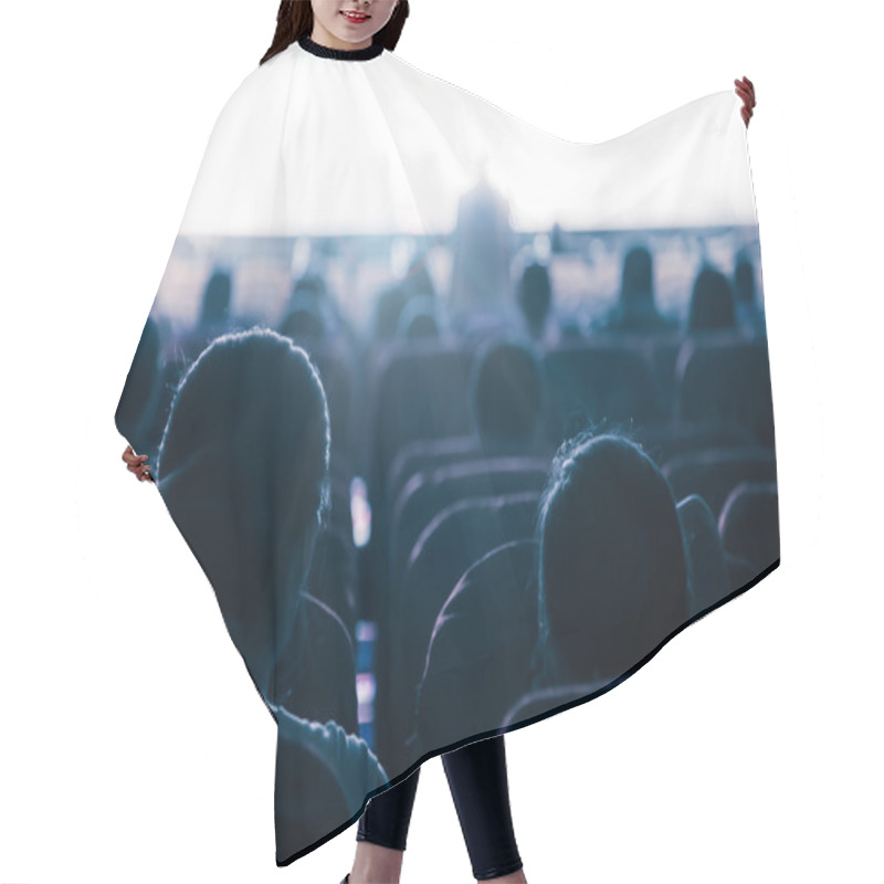 Personality  Cinema Or Theater In The Auditorium,business Background. Hair Cutting Cape