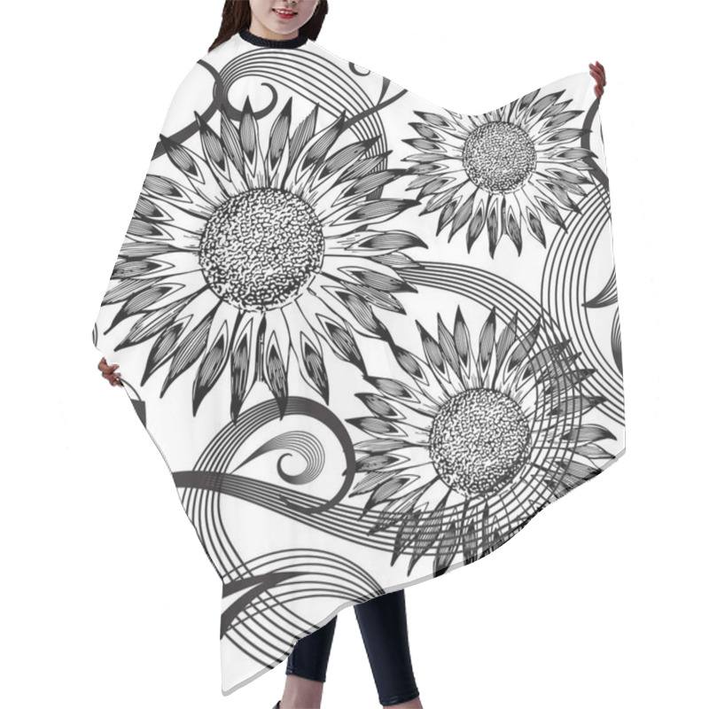 Personality  Modern Abstract Sunflowers Vector Seamless Pattern. Hair Cutting Cape