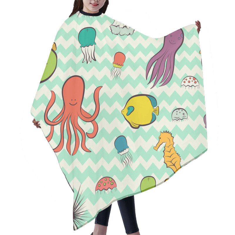 Personality  Sea Dwellers Pattern. Hair Cutting Cape